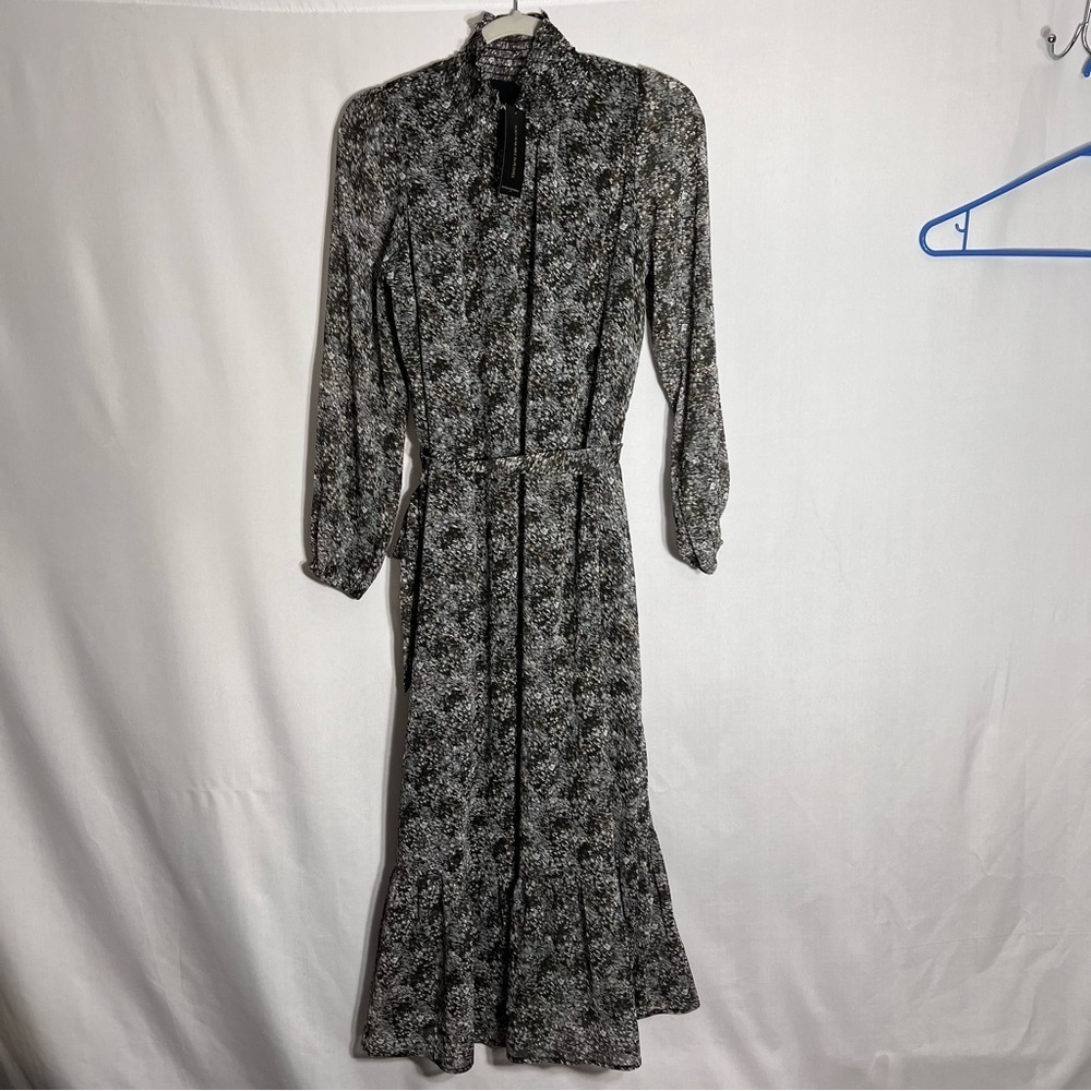 Banana Republic Womens Smocked High Neck Maxi Dress Size S Tie waist chiffon